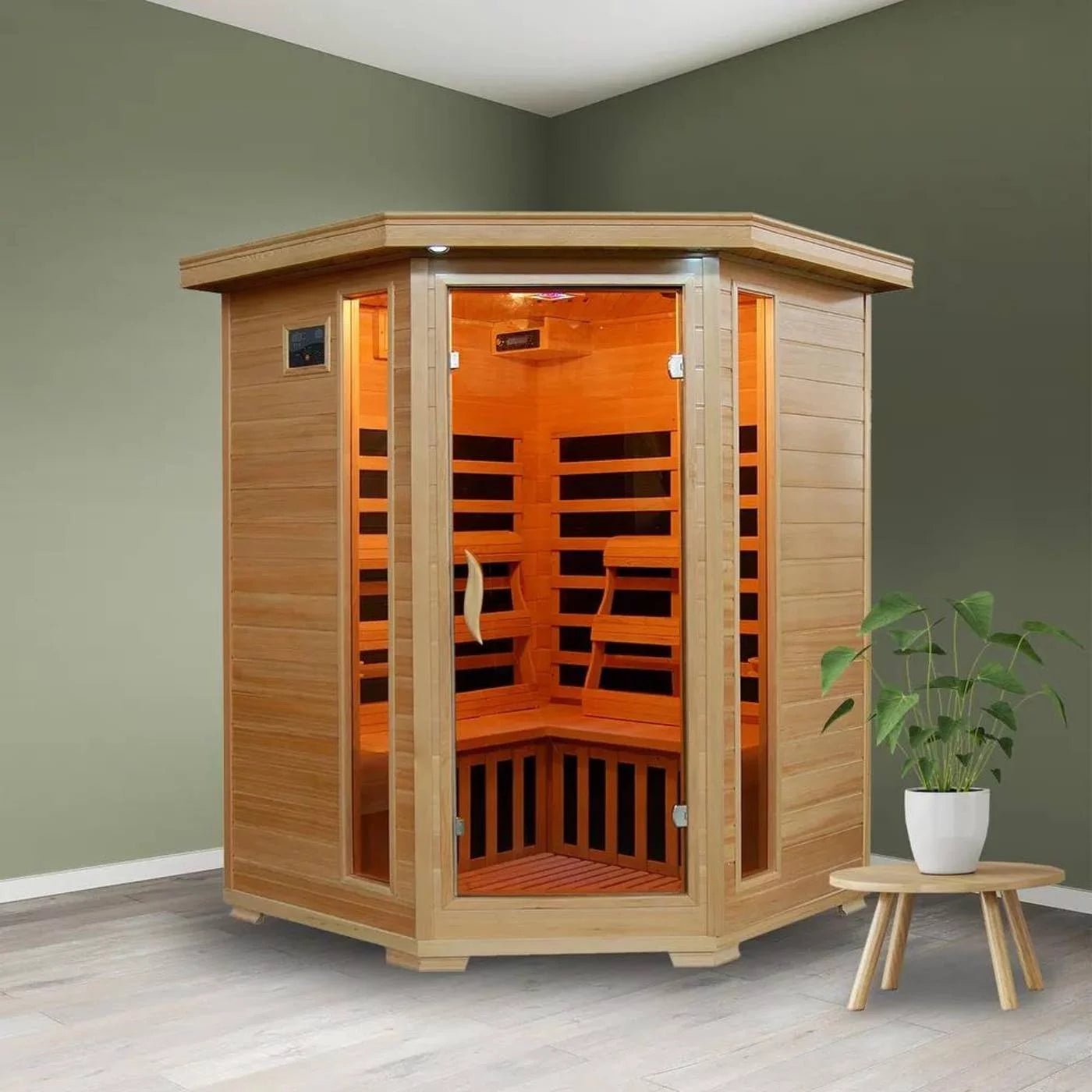 HeatWave Santa Fe 3-Person Hemlock Infrared Sauna with 7 Carbon Heaters