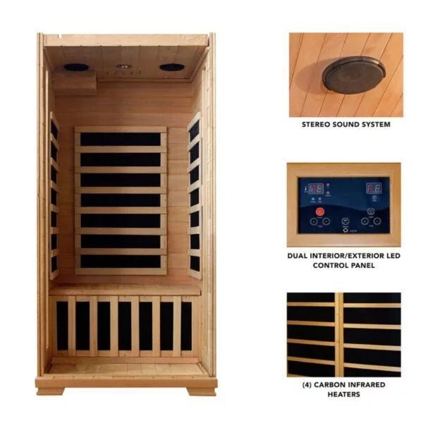 HeatWave Buena Vista 1-2 Person Hemlock Infrared Sauna with 4 Carbon Heaters