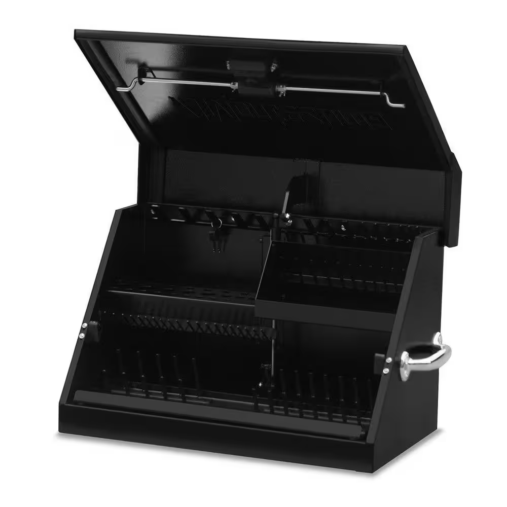 23 In. W X 14 In. D Portable Triangle Top Tool Chest for Sockets, Wrenches and Screwdrivers in Black Powder Coat