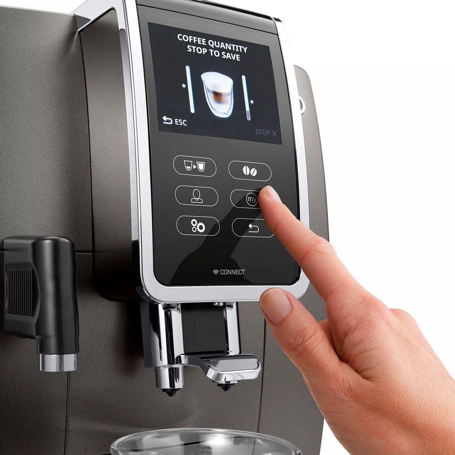 De’Longhi – Dinamica Plus Fully Automatic Espresso Machine with Built-in Grinder – Titanium