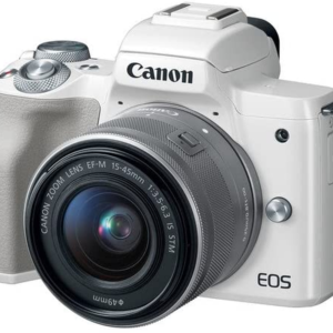 Canon EOS M50 Mirrorless Digital Camera with 15-45Mm Lens Video Kit (White) + Wide Angle Lens + 2X Telephoto Lens + Flash + Sandisk 32GB SD Memory Ca
