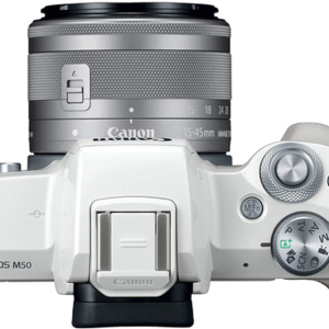 Canon EOS M50 (White) Mirrorless Camera Kit W/Ef-M15-45Mm and 4K Video + Case + 128GB Memory (25Pc Bundle)