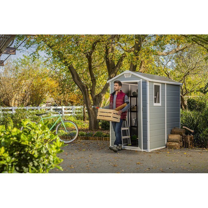 Keter Manor 4 ft. W x 6 ft. D Vertical Resin Outdoor Storage Shed Ideal For Patio