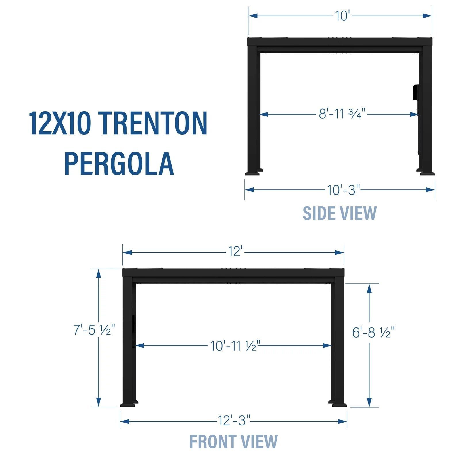 12?10 Trenton Modern Steel Pergola With Sail Shade Soft Canopy