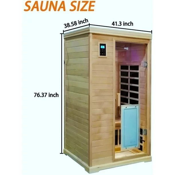 KUNSANA Far infrared sauna room,One person size, Hemlock Wooden Far Infrared Sauna for Home