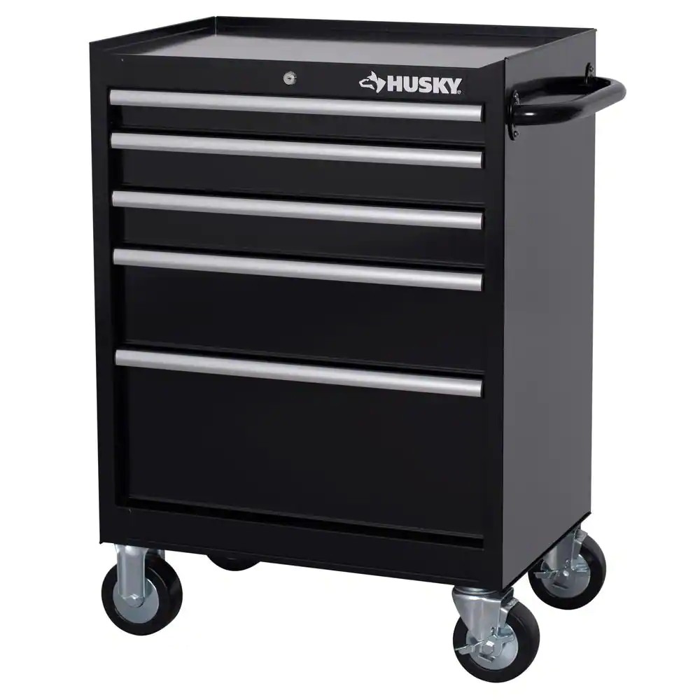 27 In. W X 18 In. D Standard Duty 5-Drawer Rolling Tool Chest Cabinet in Textured Black